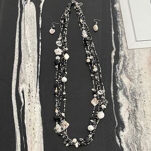 Elegant Black and Silver Beaded Necklace Set
